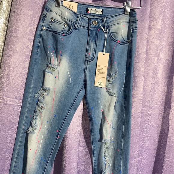 Blue Jean Pants w/ Paint - Picture 3 of 6